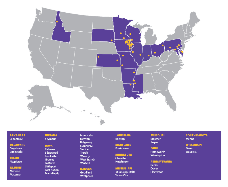 Map with locations of NECAS lives saved